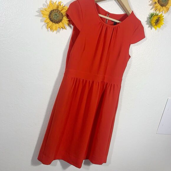 J. Crew Red Poppy Crepe Short Sleeve Dress Size 10 Medium Women’s - Picture 4 of 10